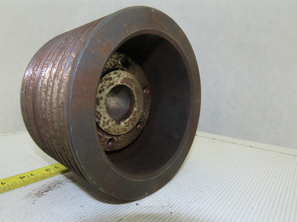 6-3/8" OD x 4-1/2" Wide 9 Groove 3V Section Pulley Sheave 1-1/4" Bore