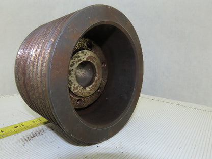 6-3/8" OD x 4-1/2" Wide 9 Groove 3V Section Pulley Sheave 1-1/4" Bore