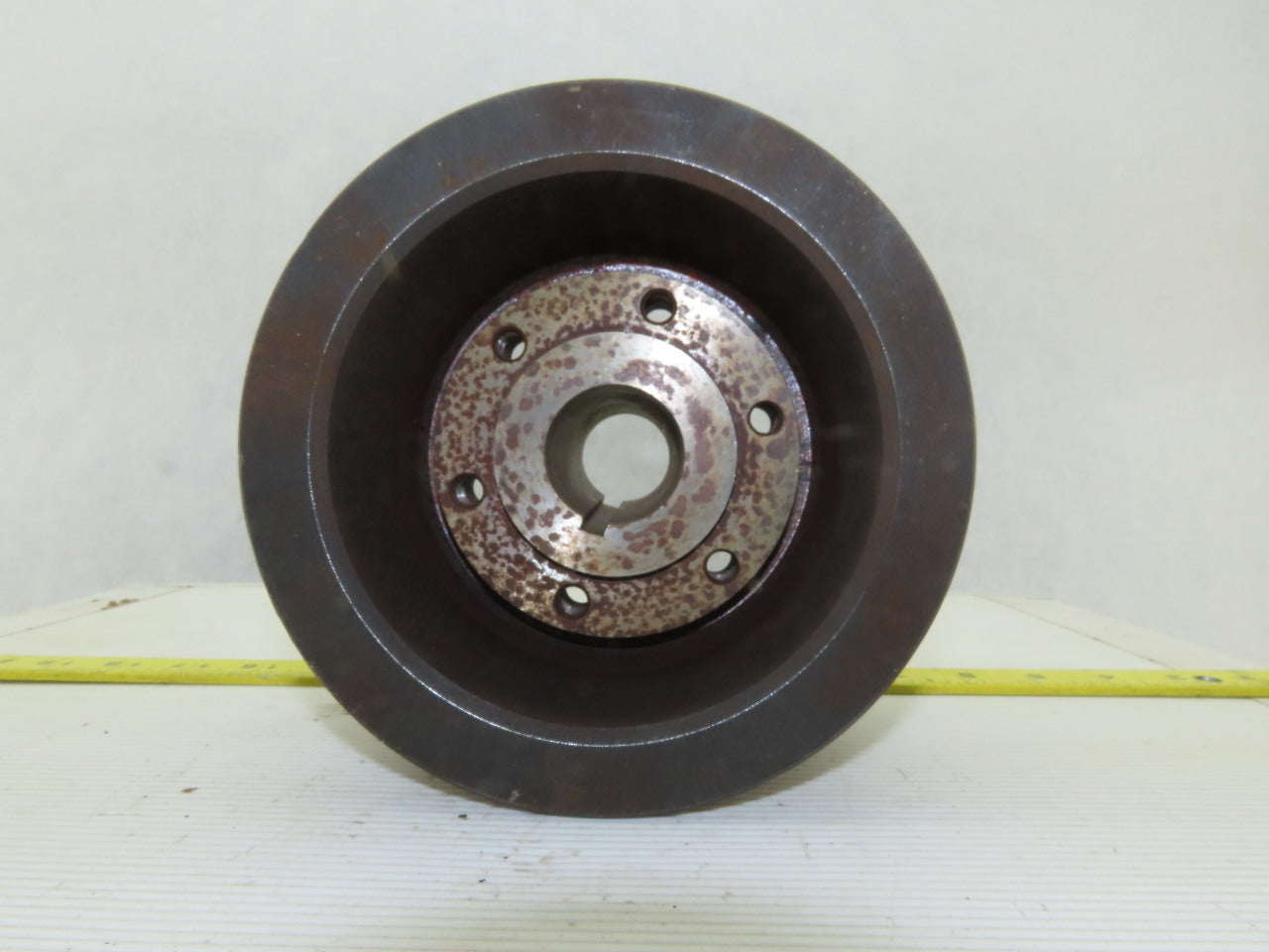 6-3/8" OD x 4-1/2" Wide 9 Groove 3V Section Pulley Sheave 1-1/4" Bore