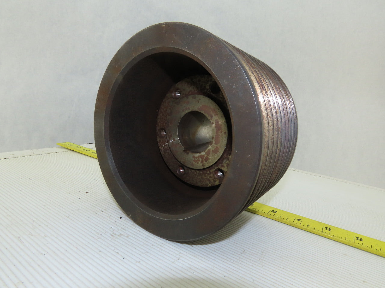 6-3/8" OD x 4-1/2" Wide 9 Groove 3V Section Pulley Sheave 1-1/4" Bore