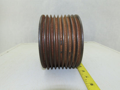 6-3/8" OD x 4-1/2" Wide 9 Groove 3V Section Pulley Sheave 1-1/4" Bore