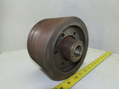 6-3/8" OD x 4-1/2" Wide 9 Groove 3V Section Pulley Sheave 1-1/4" Bore