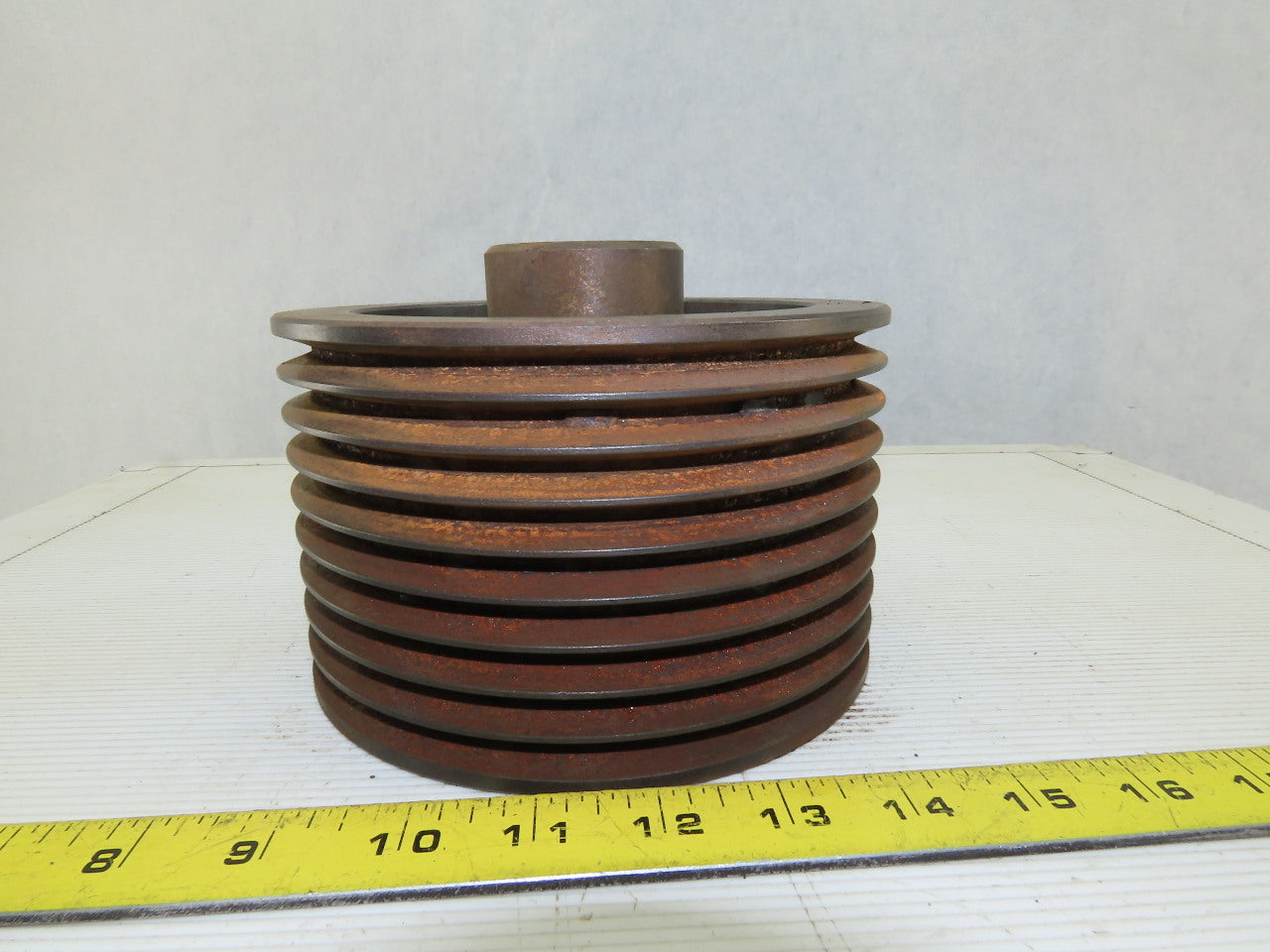 6-3/8" OD x 4-1/2" Wide 9 Groove 3V Section Pulley Sheave 1-1/4" Bore