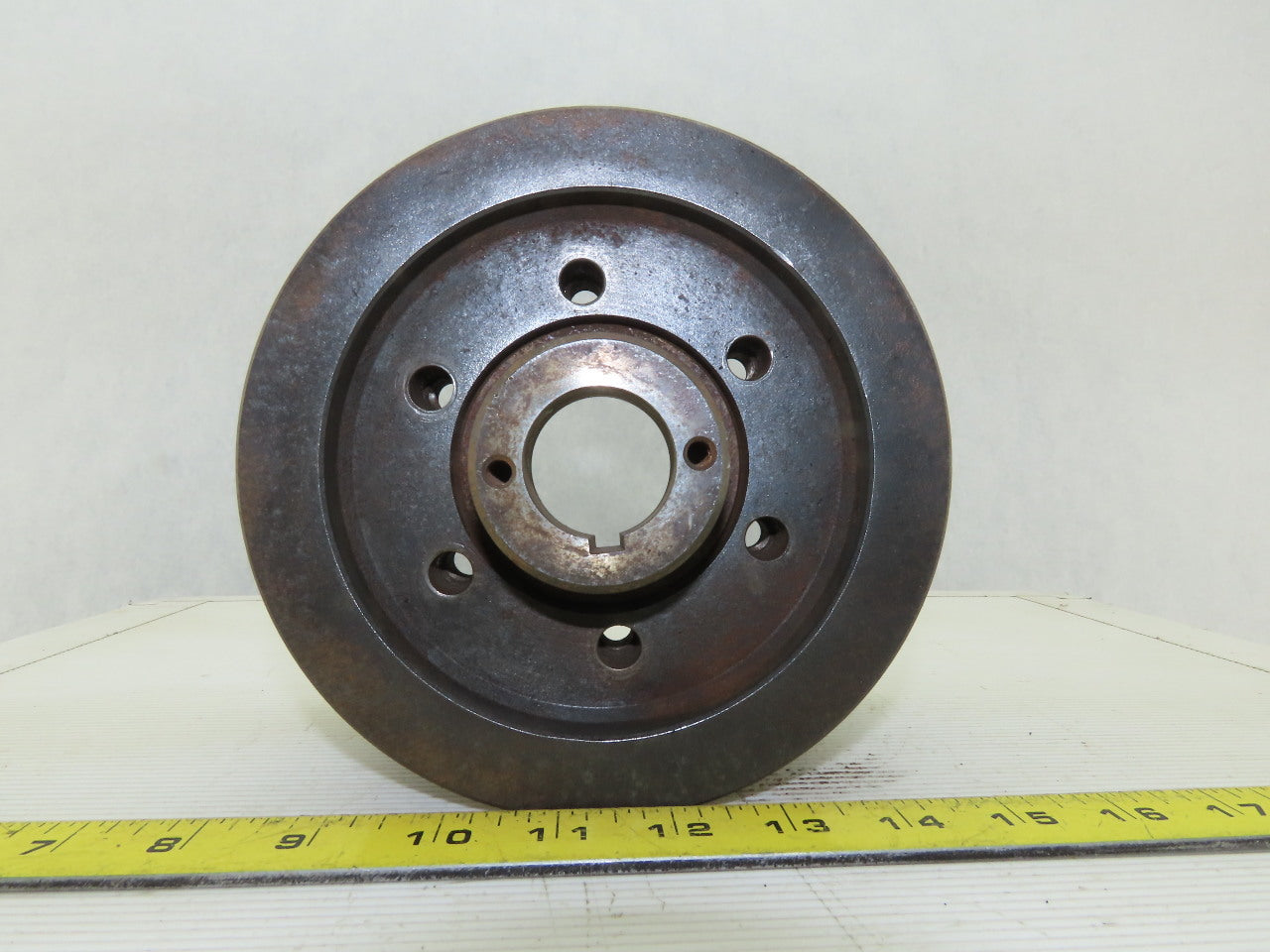 6-3/8" OD x 4-1/2" Wide 9 Groove 3V Section Pulley Sheave 1-1/4" Bore