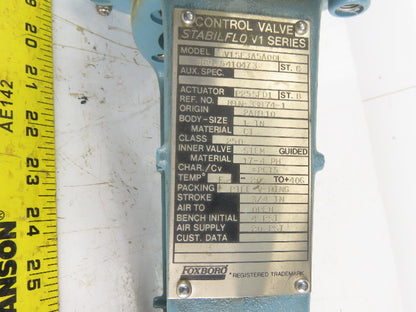 Foxboro V1SF3A5A00L Stabilflo V1 Series Process Control Valve