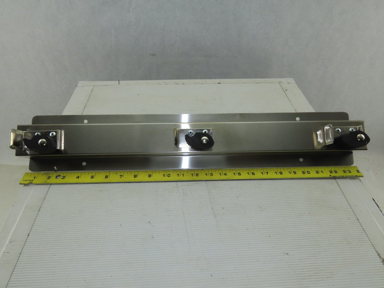 Lab Safety Supply 333SS 24" Stainless Steel 3 Spot Broom Mop Holder Wall Hook