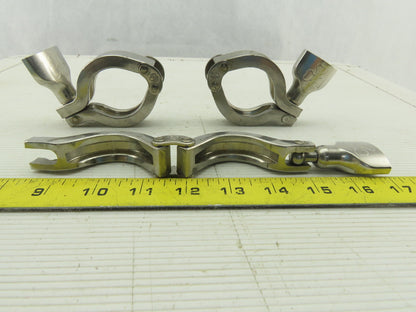 Tri-Clover 1-1/2" Heavy 2 Pin Split Hinge Sanitary Clamp Stainless Steel Lot/3