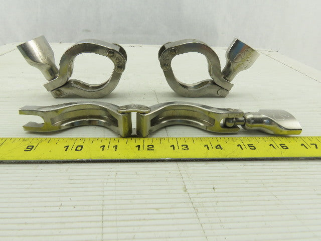 Tri-Clover 1-1/2" Heavy 2 Pin Split Hinge Sanitary Clamp Stainless Steel Lot/3