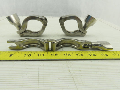 Tri-Clover 1-1/2" Heavy 2 Pin Split Hinge Sanitary Clamp Stainless Steel Lot/3
