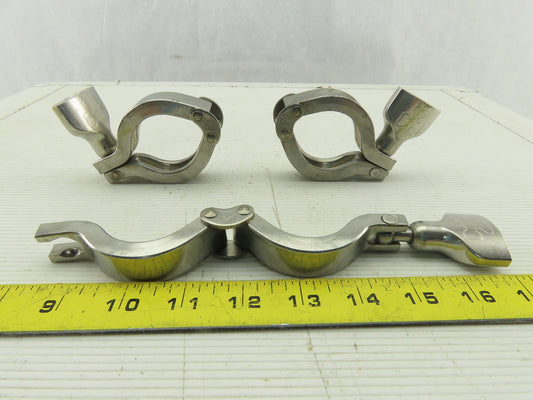 Tri-Clover 1-1/2" Heavy 2 Pin Split Hinge Sanitary Clamp Stainless Steel Lot/3