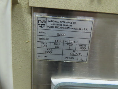 Napco Model 5200 120V 60Hz 1Ph 900W Water Jacketed Laboratory Incubator