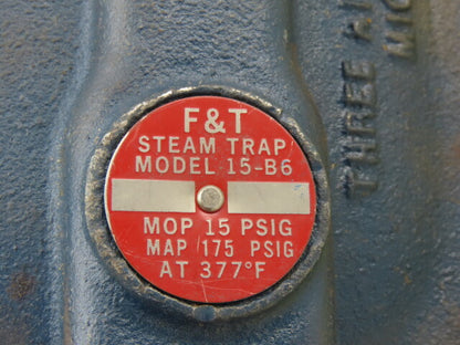 Armstrong 15-B6 Steam Trap Cover MOP 15 PSIG MAP175 PSIG At 377-¦ F