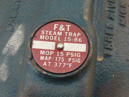 Armstrong 15-B6 Steam Trap Cover MOP 15 PSIG MAP175 PSIG At 377° F Missing Float