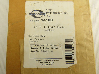 Cash Acme 14168 Repair Kit 1"/1-1/4" Water Main Valve Repair Rebuild Kit
