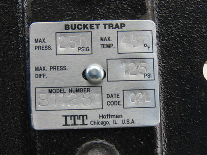 ITT HOFFMAN B1125T Bucket Trap Cover 250 Max Pres 455F Max Temp 125 Max Psi Diff