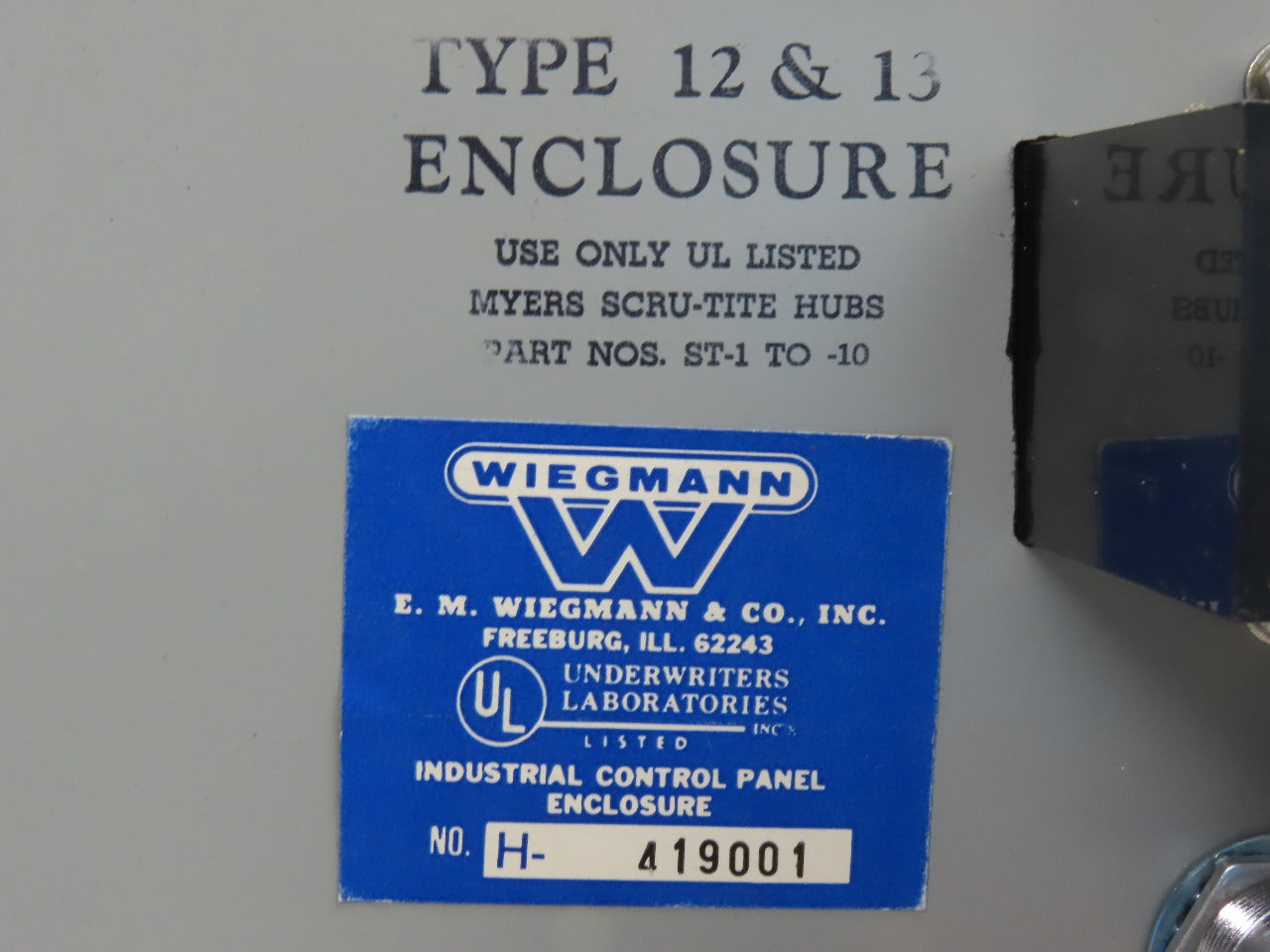 Wiegmann H-419001 14x12x5" Type 12 Electrical Enclosure W/ Extras