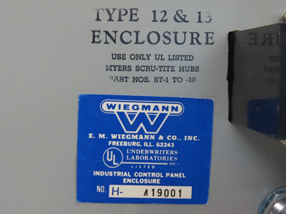 Wiegmann H-419001 14x12x5" Type 12 Electrical Enclosure W/ Extras