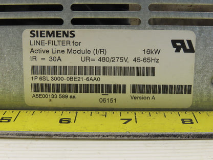 Siemens 6SL 3000-0BE21-6AA0 Lien Filter For Active Line Module 16kW 30A 480/275V