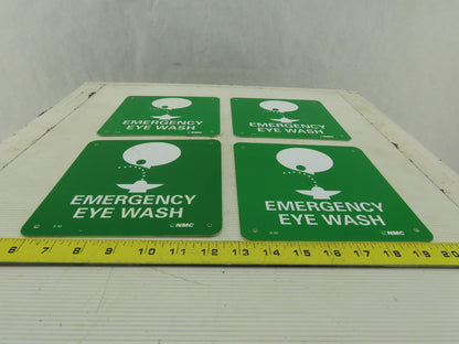 NMC S50R Emergency Eye Wash 7" Long x 7" Wide Rigid Plastic Safety Sign Lot of 4