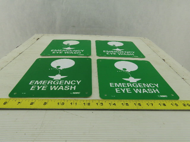 NMC S50R Emergency Eye Wash 7" Long x 7" Wide Rigid Plastic Safety Sign Lot of 4