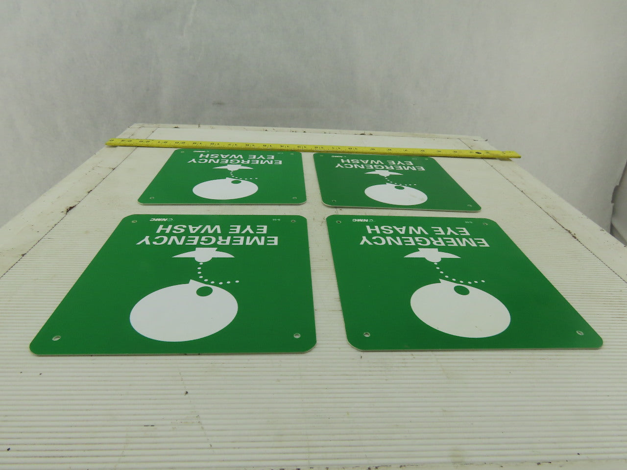NMC S50R Emergency Eye Wash 7" Long x 7" Wide Rigid Plastic Safety Sign Lot of 4