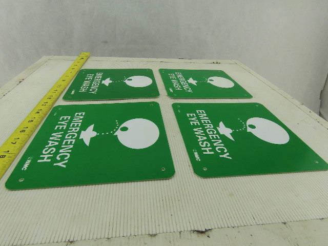 NMC S50R Emergency Eye Wash 7" Long x 7" Wide Rigid Plastic Safety Sign Lot of 4