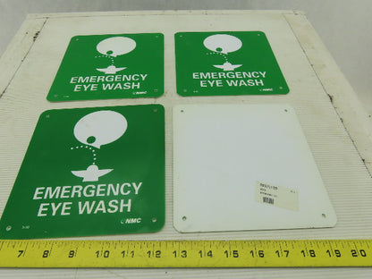 NMC S50R Emergency Eye Wash 7" Long x 7" Wide Rigid Plastic Safety Sign Lot of 4