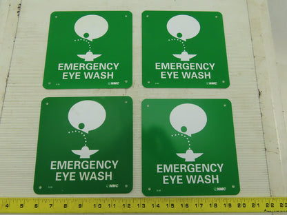 NMC S50R Emergency Eye Wash 7" Long x 7" Wide Rigid Plastic Safety Sign Lot of 4