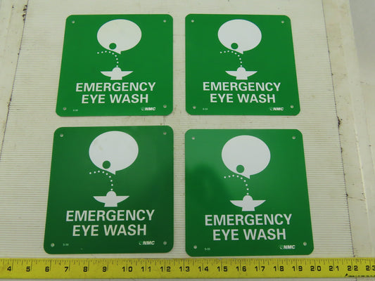 NMC S50R Emergency Eye Wash 7" Long x 7" Wide Rigid Plastic Safety Sign Lot of 4