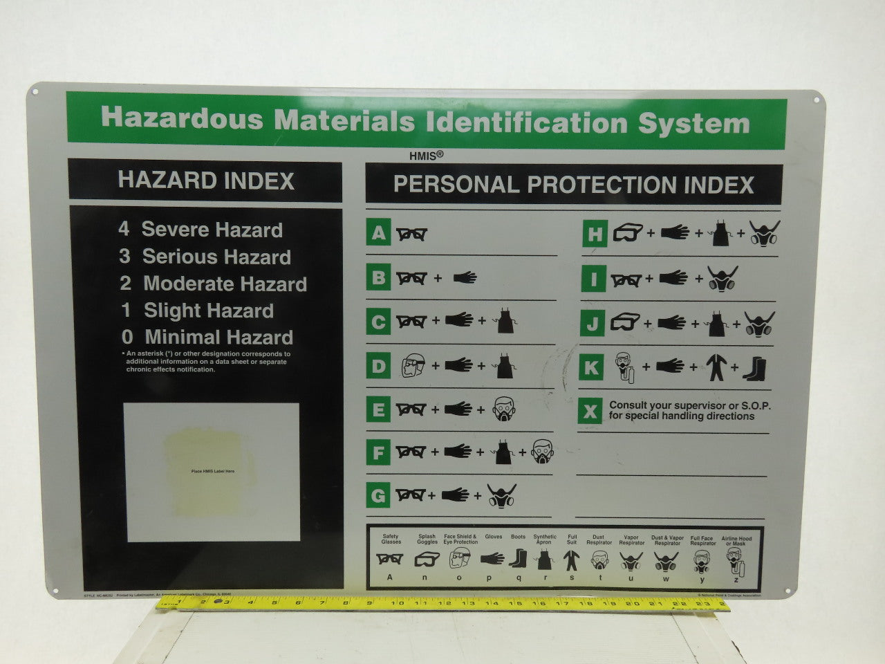 HMIS Hazardous Material Identification System  Metal Sign 21-1/2" Hx32"W