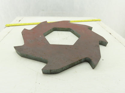 14-5/8" OD 8 Tooth Ratchet Plate 5-11/16" ID 3/4" Thick Steel