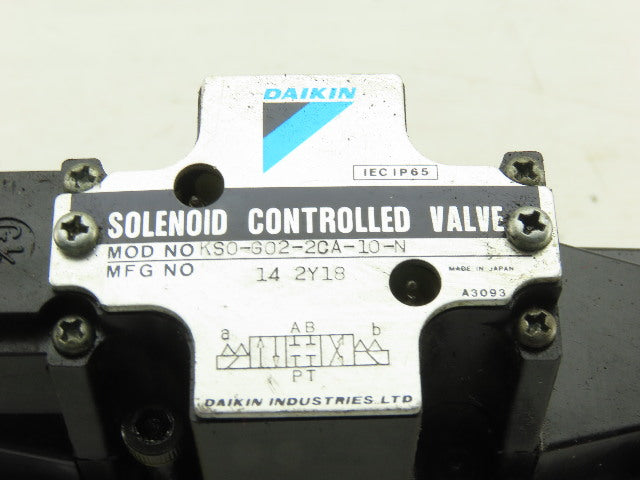 Daikin KSO-G02-2CA-10-N 3 Position Hydraulic Control Valve W/ Throttle Check