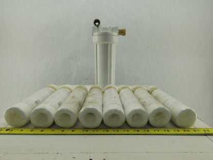 Pentek CW-MF 30 Micron String Wound Water Sediment Filter Lot Of 8 & Housing