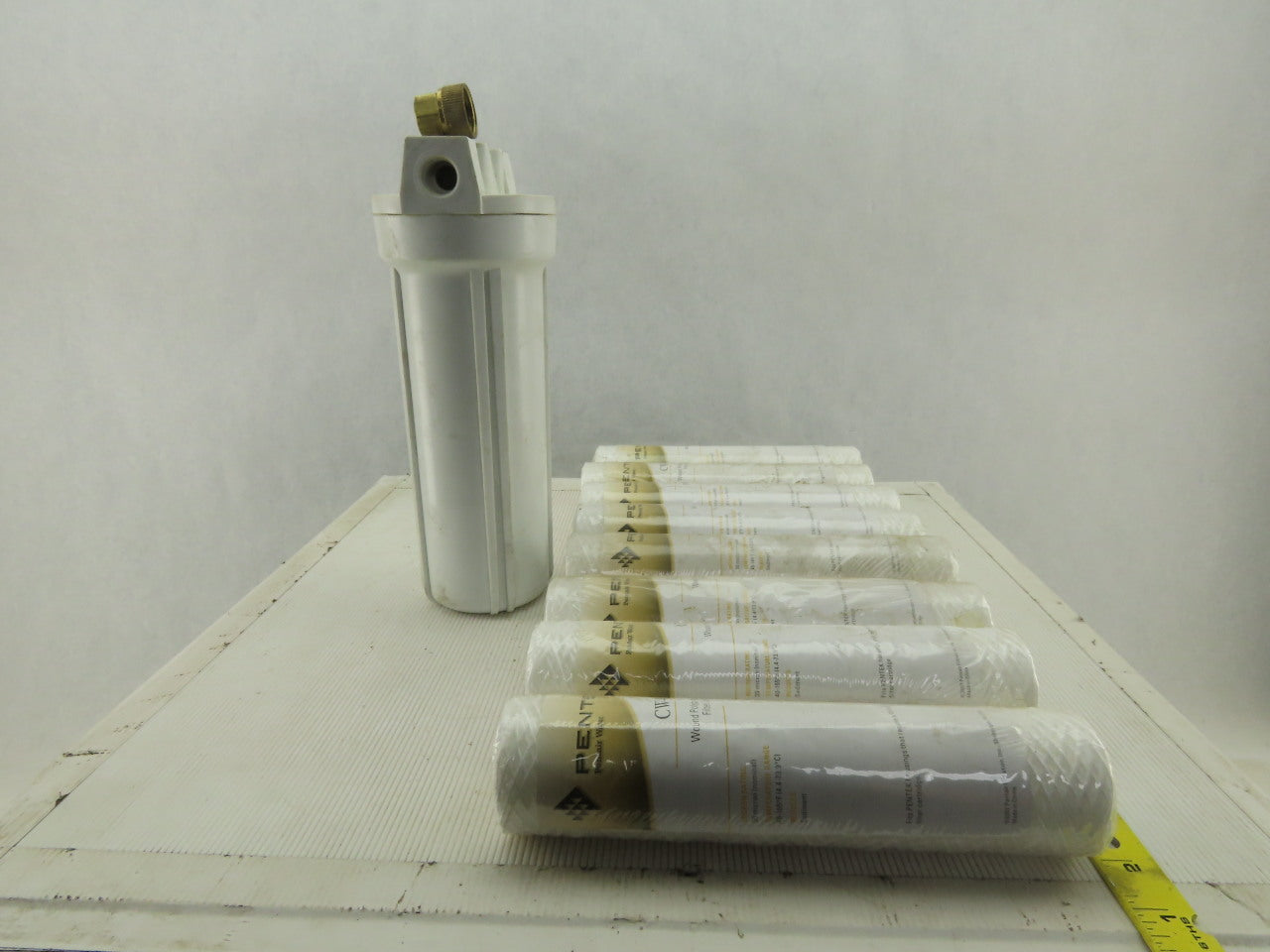 Pentek CW-MF 30 Micron String Wound Water Sediment Filter Lot Of 8 & Housing