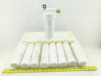 Pentek CW-MF 30 Micron String Wound Water Sediment Filter Lot Of 8 & Housing