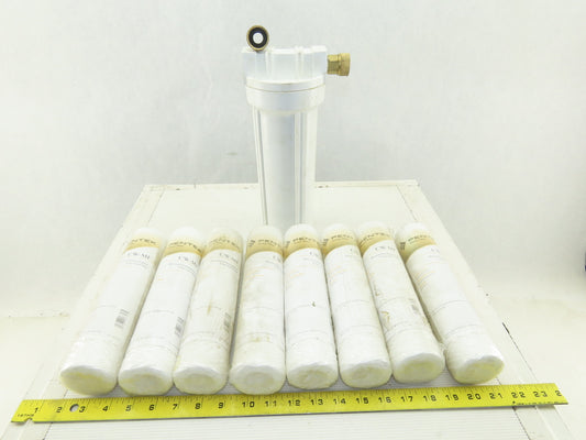 Pentek CW-MF 30 Micron String Wound Water Sediment Filter Lot Of 8 & Housing