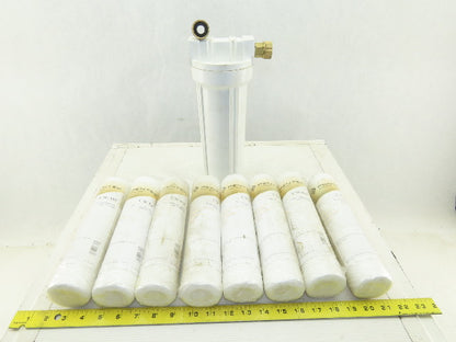 Pentek CW-MF 30 Micron String Wound Water Sediment Filter Lot Of 8 & Housing