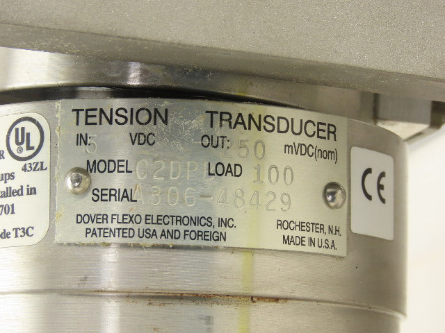 Dover Flexo C2DPB 6" OD 14" Face Width Stainless Steel Roller Tension Transducer