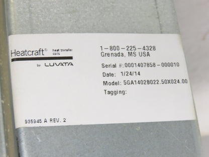 Heatcraft 5GA1402B022.50X024.00 Hi-F 24-1/2" x 24" Fin Steam Hot Water Coil