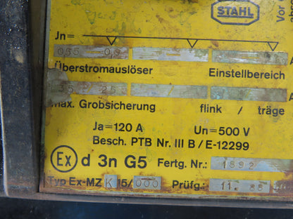 Stahl EX-MZ K15/000 120A Circuit Breaker 500V Overcurrent