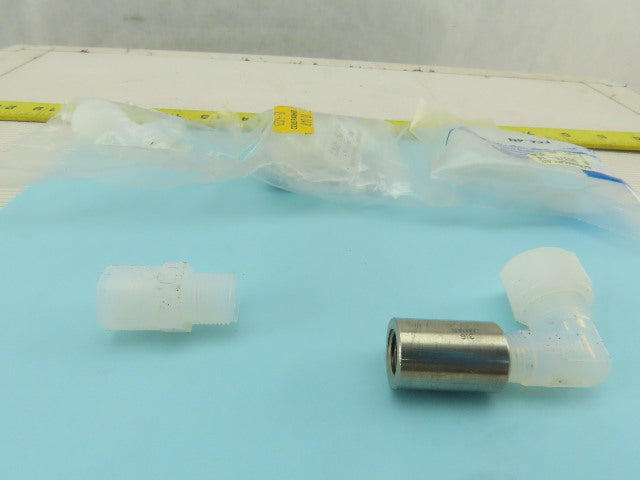 Kakizaki PFA/V 3/8" Tube 1/4" NPT Laboratory Fittings Elbow Mixed Lot Of 5
