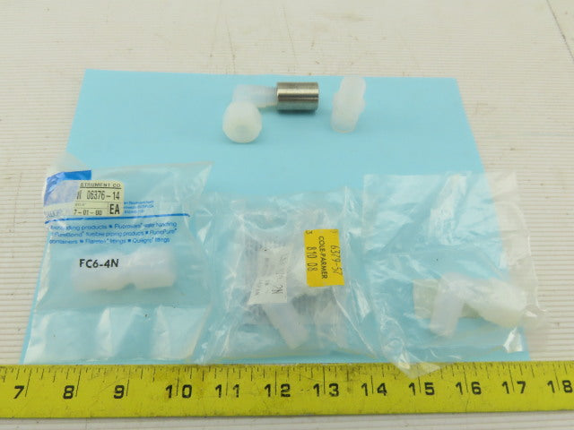 Kakizaki PFA/V 3/8" Tube 1/4" NPT Laboratory Fittings Elbow Mixed Lot Of 5