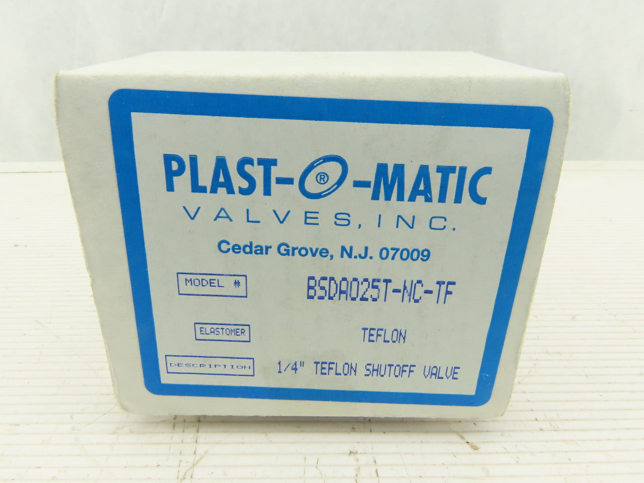 Plast-O-Matic BSDA025T-NC-TF 1/4" Teflon Shut Off Valve NC Air Pilot