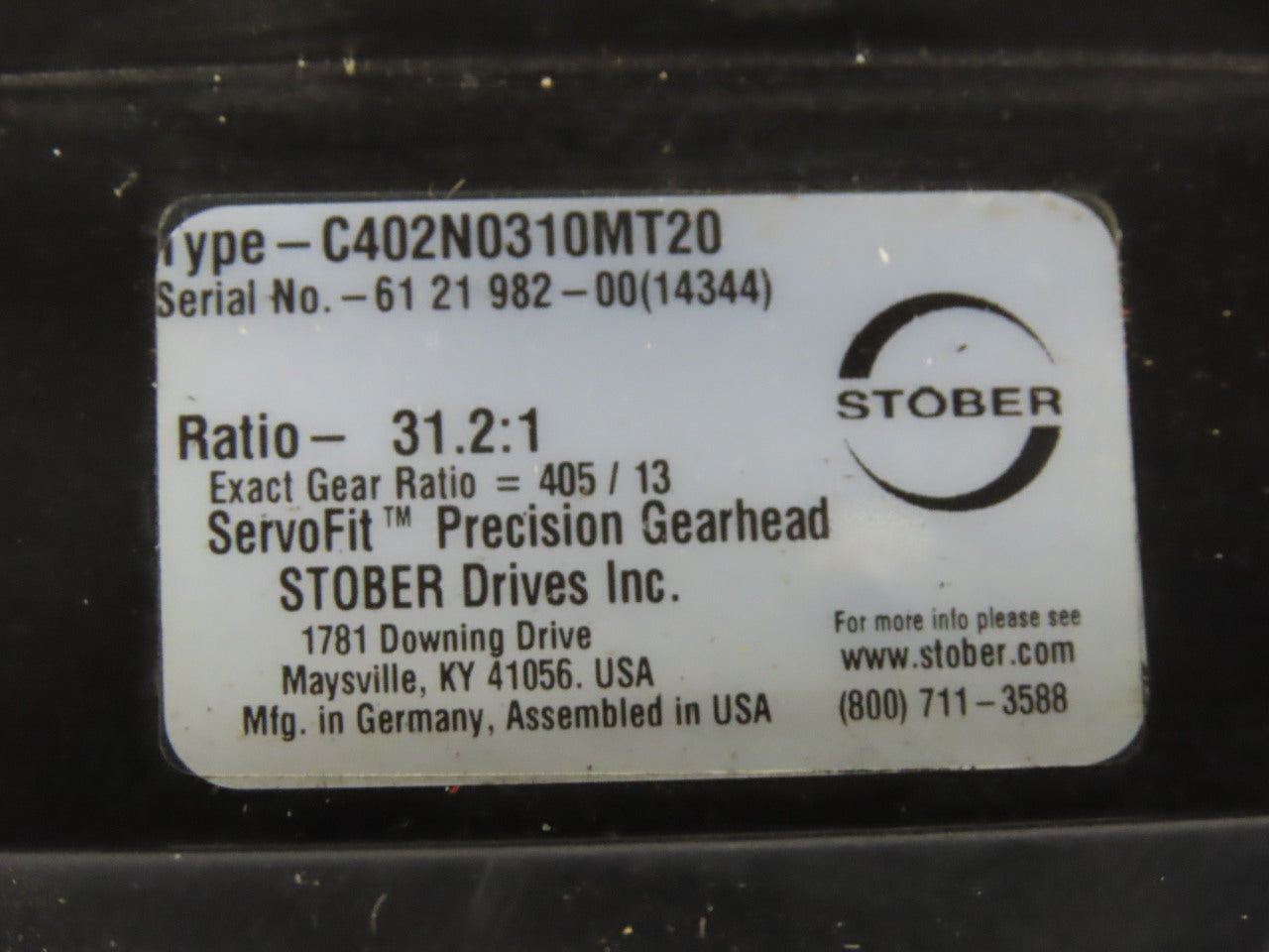 Stober C402N0310MT20 31.2:1 Ratio Precision Gearhead
