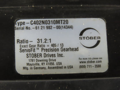 Stober C402N0310MT20 31.2:1 Ratio Precision Gearhead
