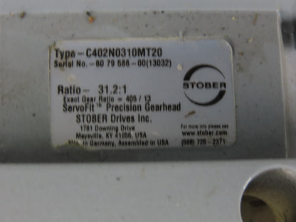 Stober C402N0310MT20 31:1 Ratio 56RPM Output Helical Gear Reducer