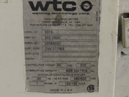 Medar Model 3015 Medwelsd 3000s 480V 60Hz AC Welding Control 500VA