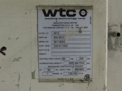 Medar Model 3015 Medweld 3000s 480V 60Hz AC Welding Control 250VA