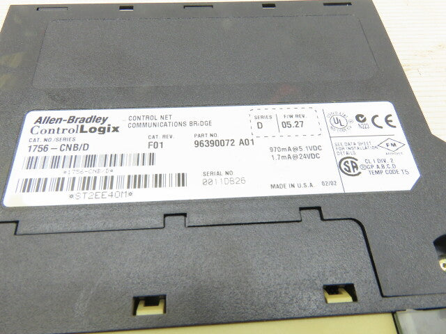 Allen Bradley 1756/CNB/D Cat Fev. F01 Ser D FW 05.27 Communications Bridge