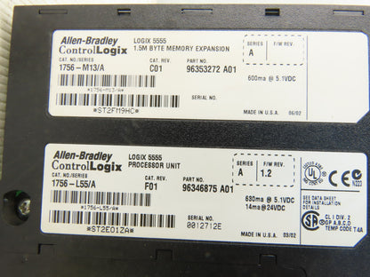 Allen Bradley 1756-M13/A Ser A Processor And 1.5M Byte Expansion